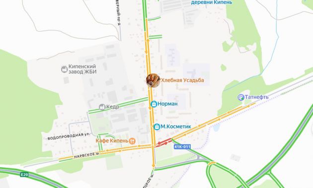 Пробка на Ропшинском шоссе